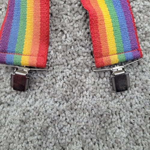Vintage Adjustable Rainbow Pride LGBTQ Colorful German Suspenders - Picture 6 of 6