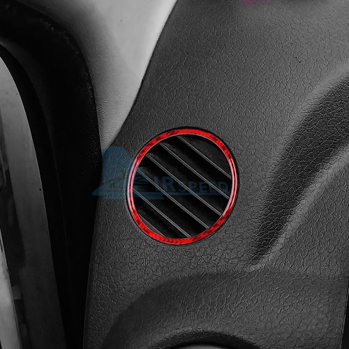 Red Carbon Fiber Dashboard Air Vent Outlet Trim Ring For Fiat Panda 2003-2011 - Picture 5 of 9