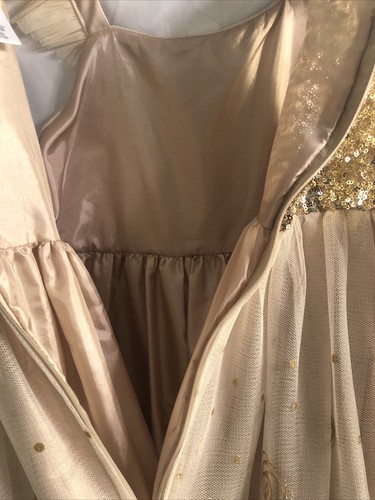 Disney Store Beauty & The Beast Bell Gold Sequin Girls Dress Sz 9/10   - Picture 8 of 11