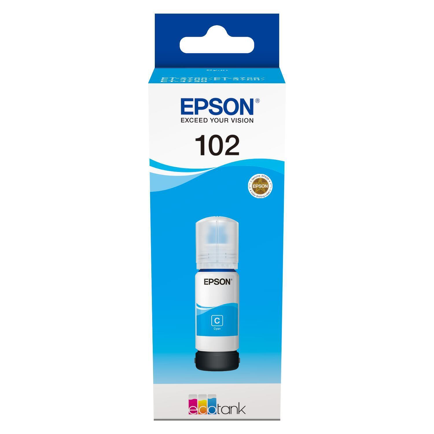 Оригинальный EcoTank Epson 102 Nachfülltinte голубой 6.000 мл, 70 мл (C13T03R240)
