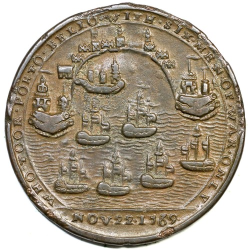1739 Admiral Vernon Porto Bello Medal - Picture 2 of 2