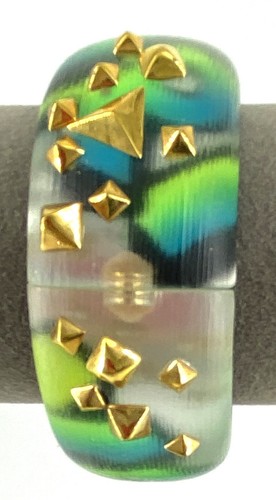 Alexis Bittar Large Bangle Bracelet Rare NY Graffiti Resin Studded Hinged -- 87 - Picture 4 of 6
