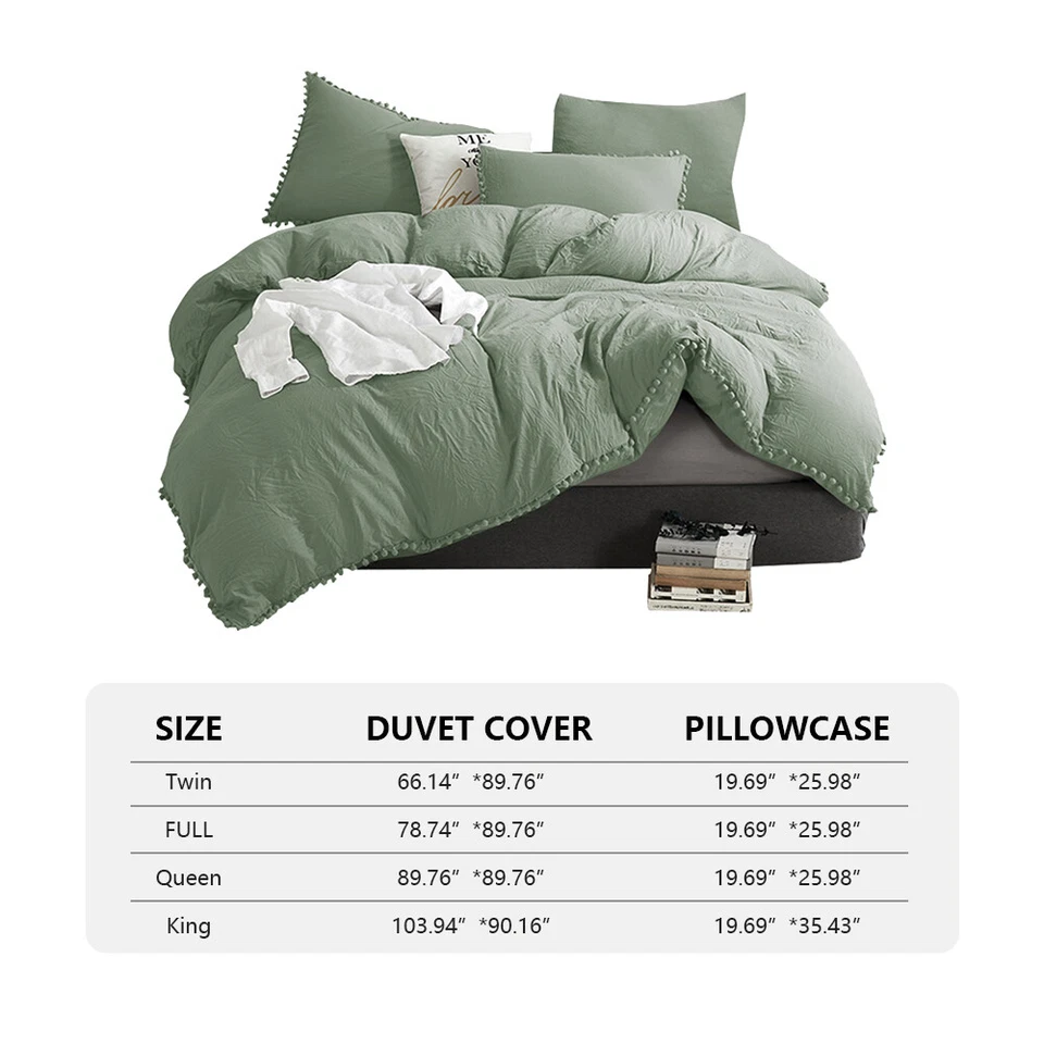 Green Duvet Cover 2/3 Pcs Soft Bedspread Soft Duvet Bedding Sets Twin-King Size - Image 2 of 4
