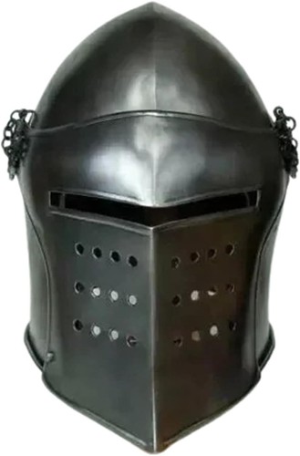 Medieval Barbuta Black Helmet Knights Templar Crusader Armor Helmet - Picture 1 of 16