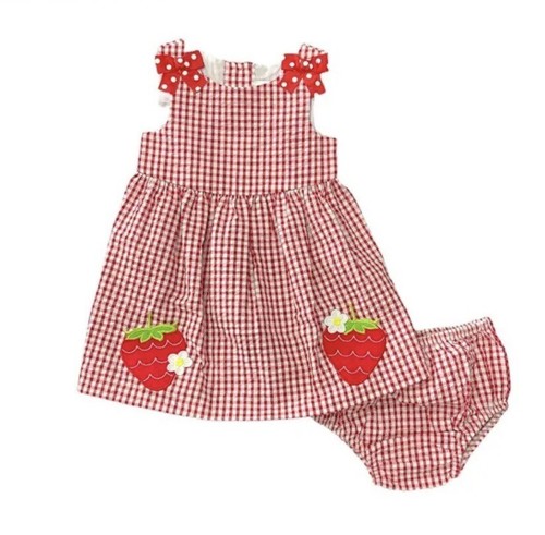 Counting Daisies Girl's Red /White Seersucker Sleeveless Dress Size 18M