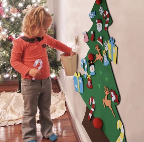 DIY Felt Christmas Tree Set w/ Ornaments for Kids, Xmas, New Year Door - A0176 - Bild 1 von 8