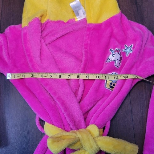 Emoji Nation Fleece Hooded Robe Pink/Yellow Girls Size Large - Picture 5 of 10