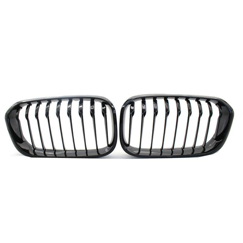 Paar Nieren Kühlergrill Schwarz Glänzend Für BMW 1er F20 F21 2015-2019 Facelift - Picture 3 of 10