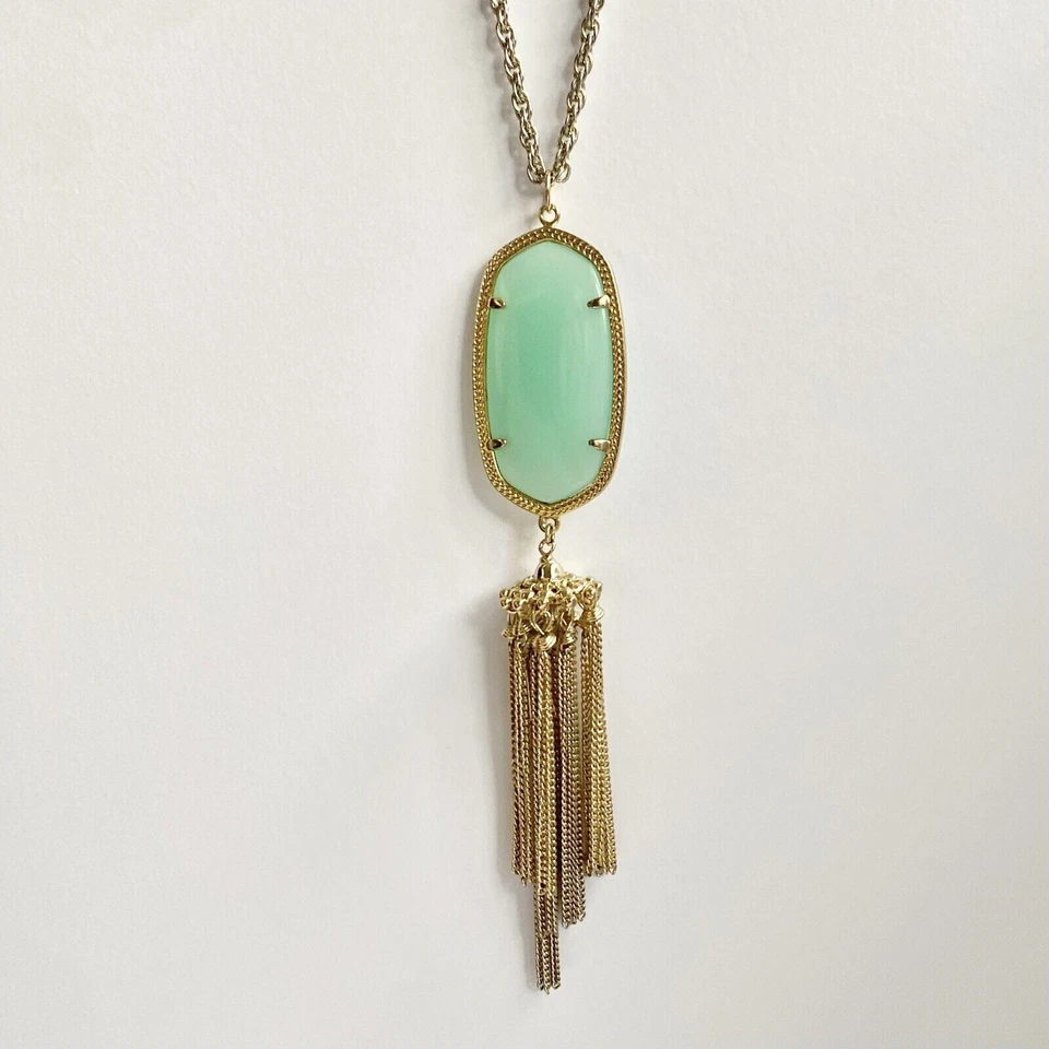 Ожерелье с длинной бахромой Kendra Scott RAYNE кулон халцедон золото ожерелье кисточки - Изображение 3 из 3