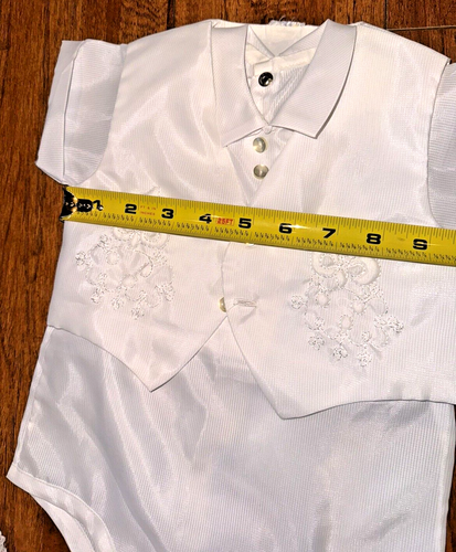 Vintage 2 Piece Baby Boy Baptism Christening Outfit Vest One Piece snap Bottom - Picture 3 of 7