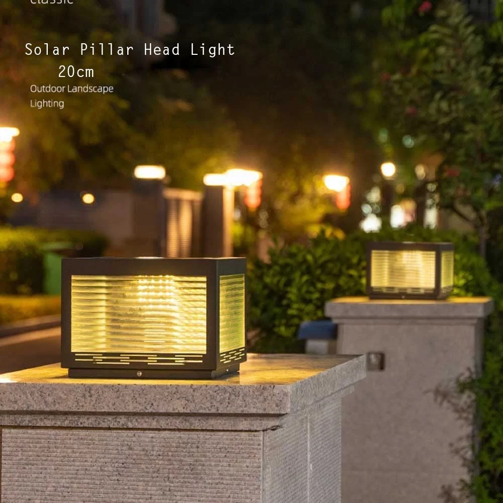 Fence Light 3000K Column Lights Waterproof Outdoor Solar Pillar Head Light