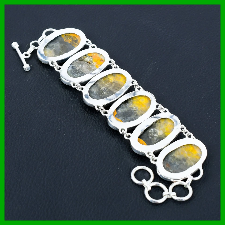 Joyería pulsera de cadena de jaspe abejorro natural de plata esterlina oferta del día para mujer Foto 4 de 4