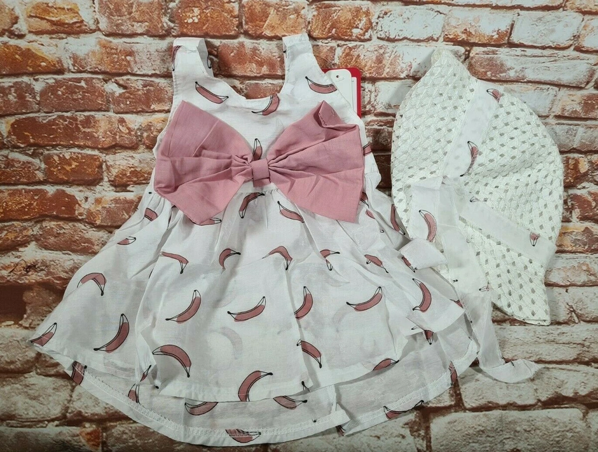 Pink Bows Print Dress Set