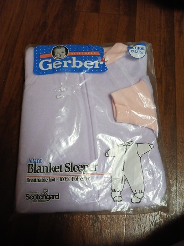 Infant Footed Blanket Sleeper Pajamas Purple &pink NEW  Vintage Made In USA - Bild 1 von 8