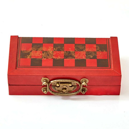 European International Chess Set - Folding Wooden Board for Antique Carved Gift - Picture 3 of 6