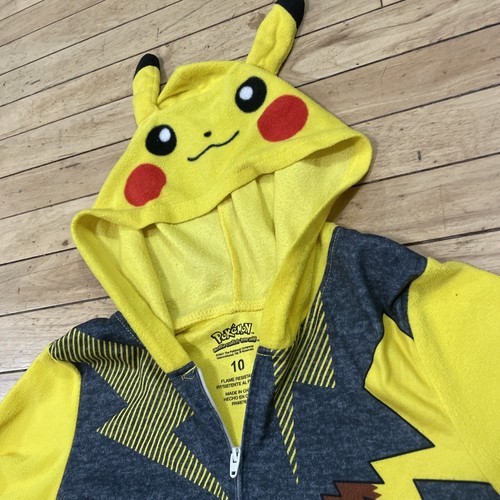 POKEMON Fleece Full-Body Child 10 Yellow Pikachu Hoodie 1-Zip Costume Base Set - Picture 17 of 24