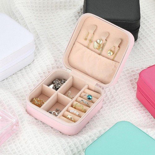 Tragbare Schmuckbox Organizer Lederschmuck Ornamente Etui Reiseaufbewahrung - Bild 45 von 60