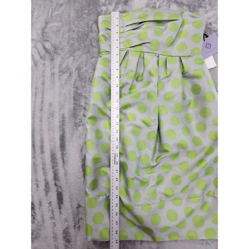 NEW Lavender Label Vera Wang Strapless Polka Dot Mini Dress Size 2 Green Pleated - Picture 12 of 13