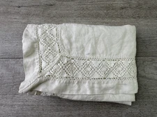 Unbranded White Cloth & Crochet Edge Table Runner  13.5” X 37” Appx