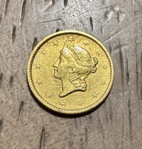 1853 (P) Liberty Head Gold $1 Dollar, Old US Gold Coin, Lustrous AU