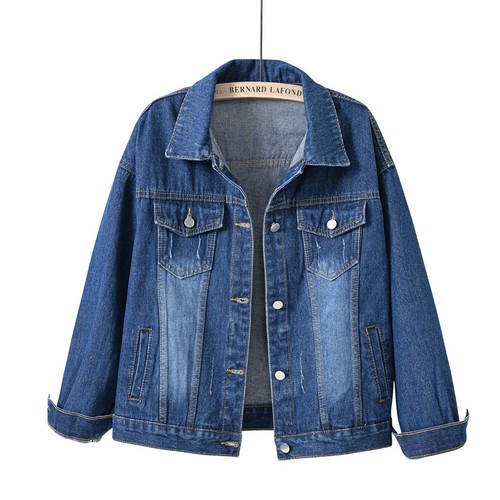 Women's Oversized Denim Jacket - Short Korean Style Casual Shirt - Picture 14 of 22
