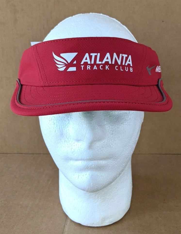 Atlanta Track Club Mizuno Visera Sombrero Rojo Miembro Ajustable Poliéster Correr Foto 2 de 4