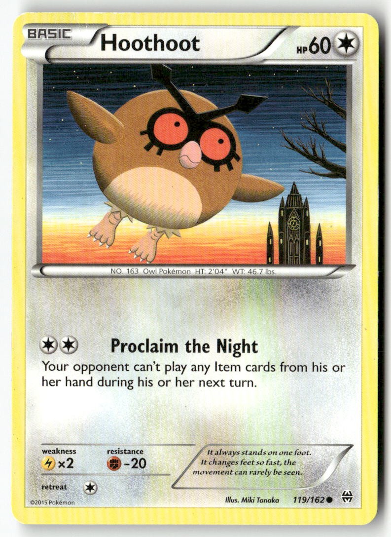 Hoothoot 119/162 Common BREAKthrough Pokemon Damaged