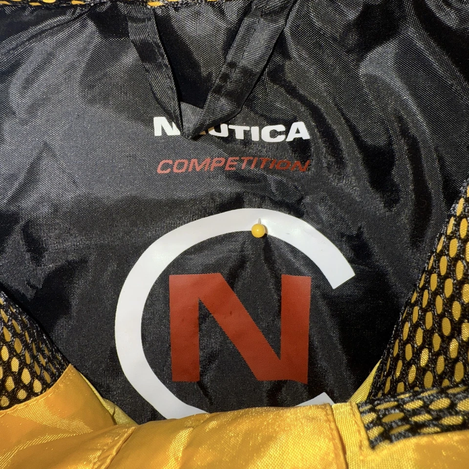 Chaqueta cortavientos Nautica Competition para hombre XL negra amarilla vela bloques de colores Foto 3 de 4