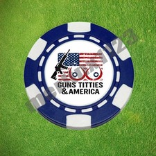 Guns Titties  America - Boobs Poker Chip Golf Ball Marker Card Guard
