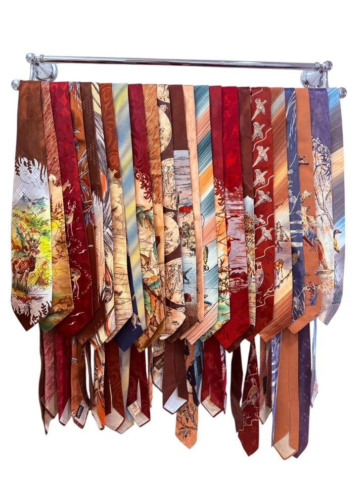 23X 1940s Vintage Men’s Neck Tie Lot | Swing Era Silk Rayon MCM Novelty Neckties - Image 2 of 4