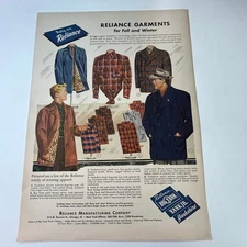 Reliance Manufacturing Company Garments Chicago IL 1940s WWII Era Ad SV29-1