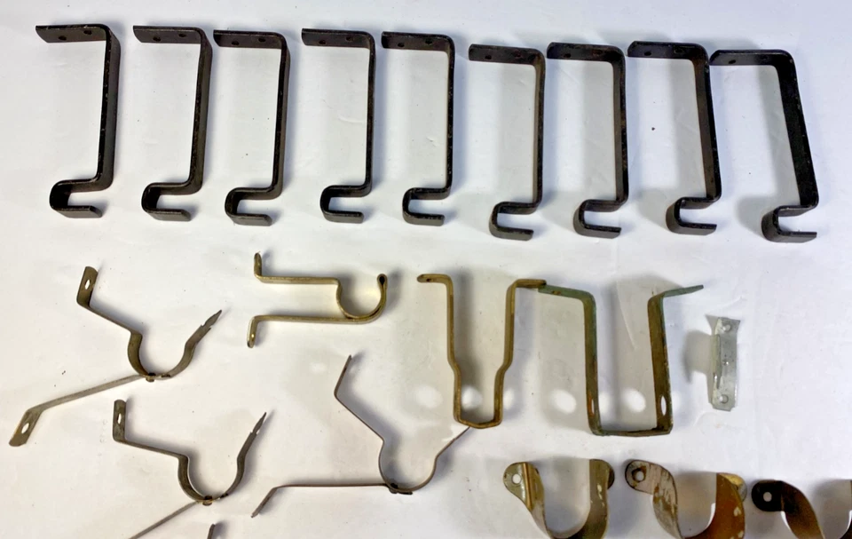 Lote de suportes de haste de cortina sortidos mistos com acabamento em latão e metal vintage MCM - Imagem 2 de 4