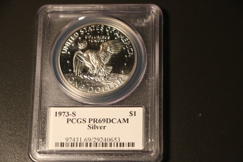 1973-S $1 Silver Ike Dollar - Silver PCGS PR69DCAM Beautiful Proof - Picture 2 of 2