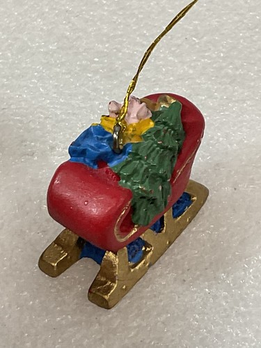 "Trineo de Papá Noel miniatura de resina pintado a mano vintage con adorno de regalos 1,5""" - Imagen 4 de 10