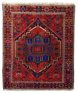 Genuine Hand Knotted Vintage Tribal Hamidoun Wool Area Rug 3.11 x 2.7 Ft