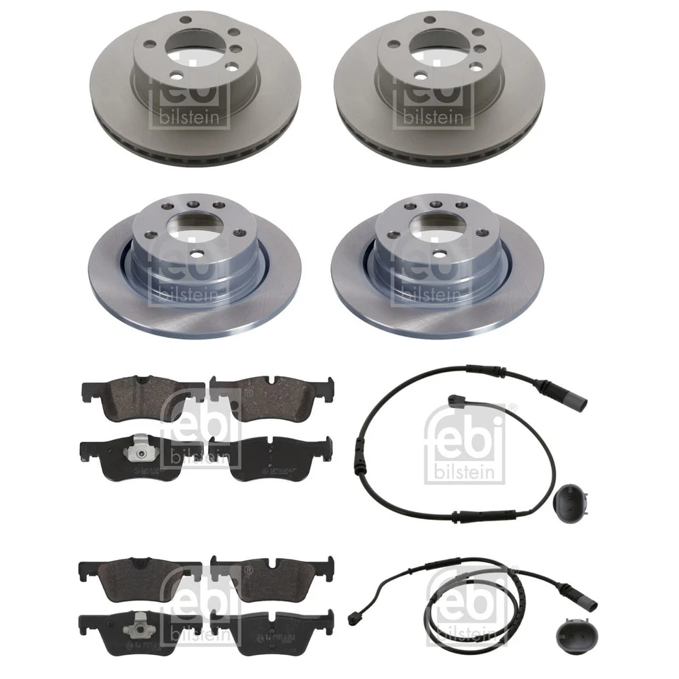 Febi Kit De Disques de Frein + Revêtements Avant + Arrière Convient pour BMW 1er - Photo 2/4
