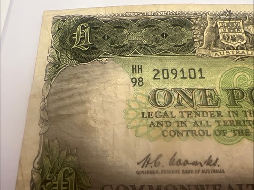 COA 1961 ONE POUND Coombs / Wilson HH98 209101 - Picture 2 of 3