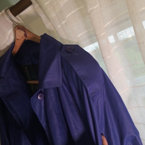 Blueish Purple London Fog Trench Coat with Removable Liner. Size 10 Petite - Picture 12 of 14