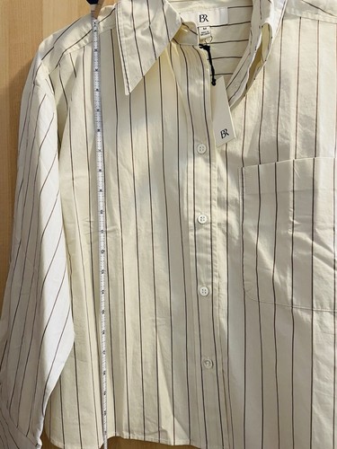 NEW BANANA REPUBLIC Women's The Boxy Crop Cotton Button Down Shirt Stripe M NWT - Picture 3 of 4