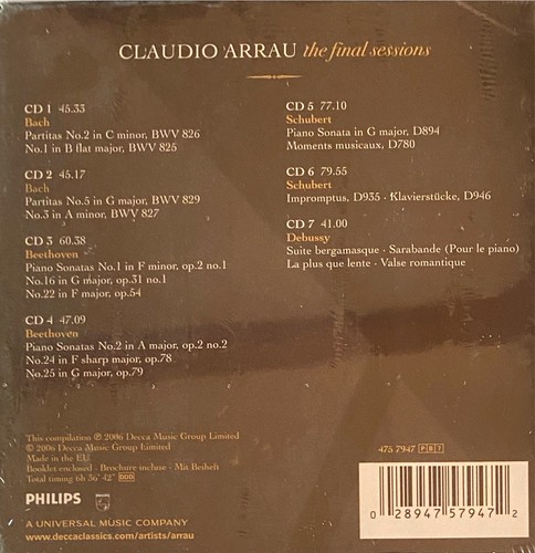 CLAUDIO ARRAU - The Final Sessions 7 x CD Box Set BRAND NEW! Philips - Picture 2 of 2