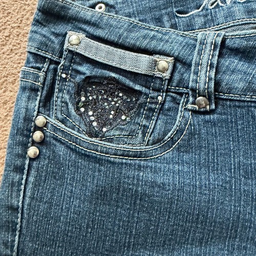 Jane Norman Y2K Bootcut Jeans Size 12 Low Rise Mcbling Embellished Denim 2000s - Picture 5 of 14