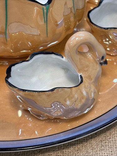 Juego de 8 platos cisne vintage Noritake Orange Lotus Japón Lusterware Bowl - Imagen 3 de 14