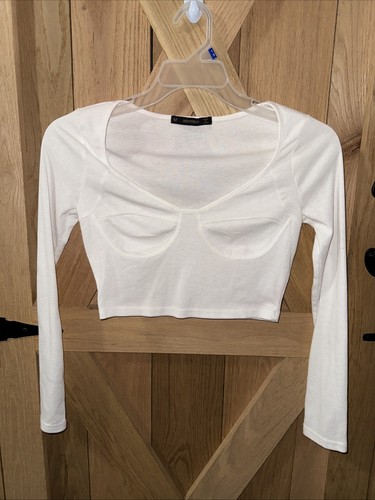 Hesperus Damen weiß Medium Langarm Crop Top Shirt