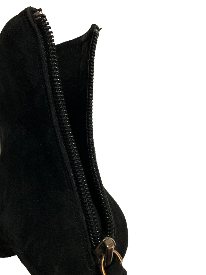 Saks Fifth Black Suede Bootie Pointed Toe Kitten Heel Elegant Minimalist - Image 4 of 4