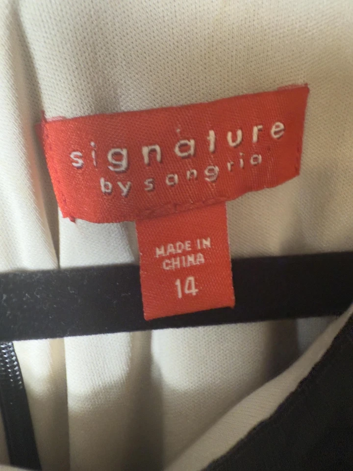 Vestido Signature by Sangria para mujer 14 negro panel de encaje funda manga corta forrado Foto 4 de 4