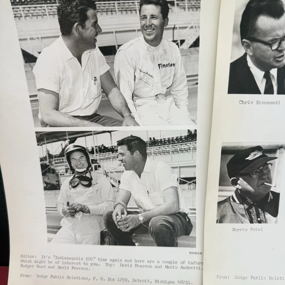 1966 Indy Racing Dodge Press Photos Mario Andretti Others B&W Originals - Image 2 of 4