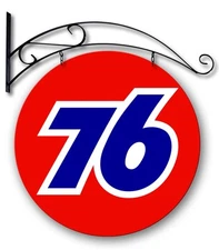 Vintage Style Metal Sign  UNION 76 DBL SIDED W HANGER 24x24