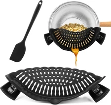 Clip On Silicone Strainer for Pots and Pans, Silicone Pasta Strainer Space