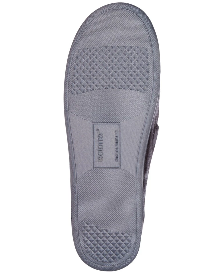 Zapatillas de mocasín Isotoner de vellón a cuadros Cameron para hombre, gris, 8-9 Foto 4 de 4
