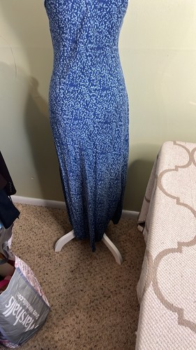 Christian Dior Blue Floral silk midi curved hem dress Size Small - Picture 8 of 14